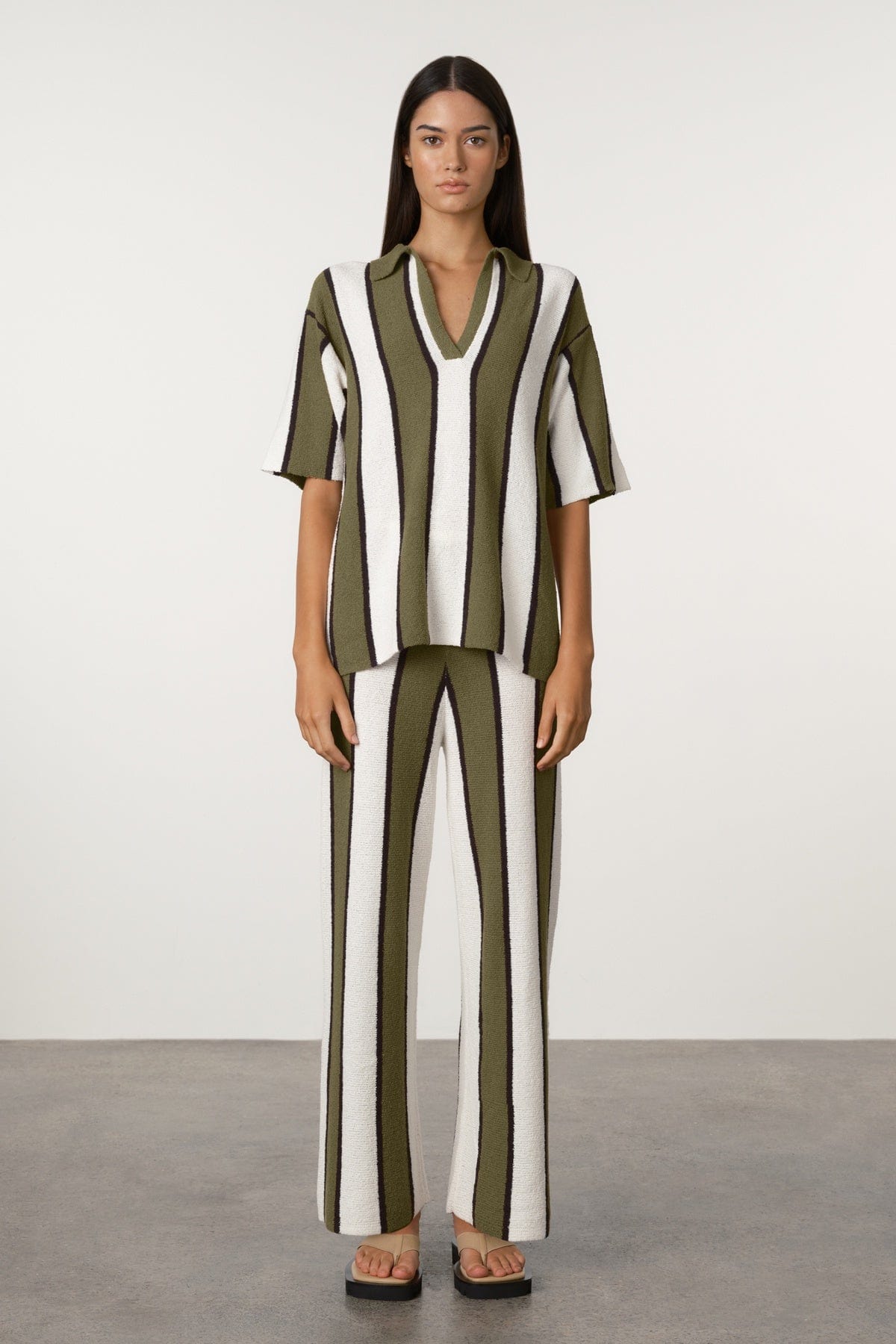 Zulu & Zephyr Shirts - Casual Zulu & Zephyr | Textured Knit Shirt - Olive Stripe