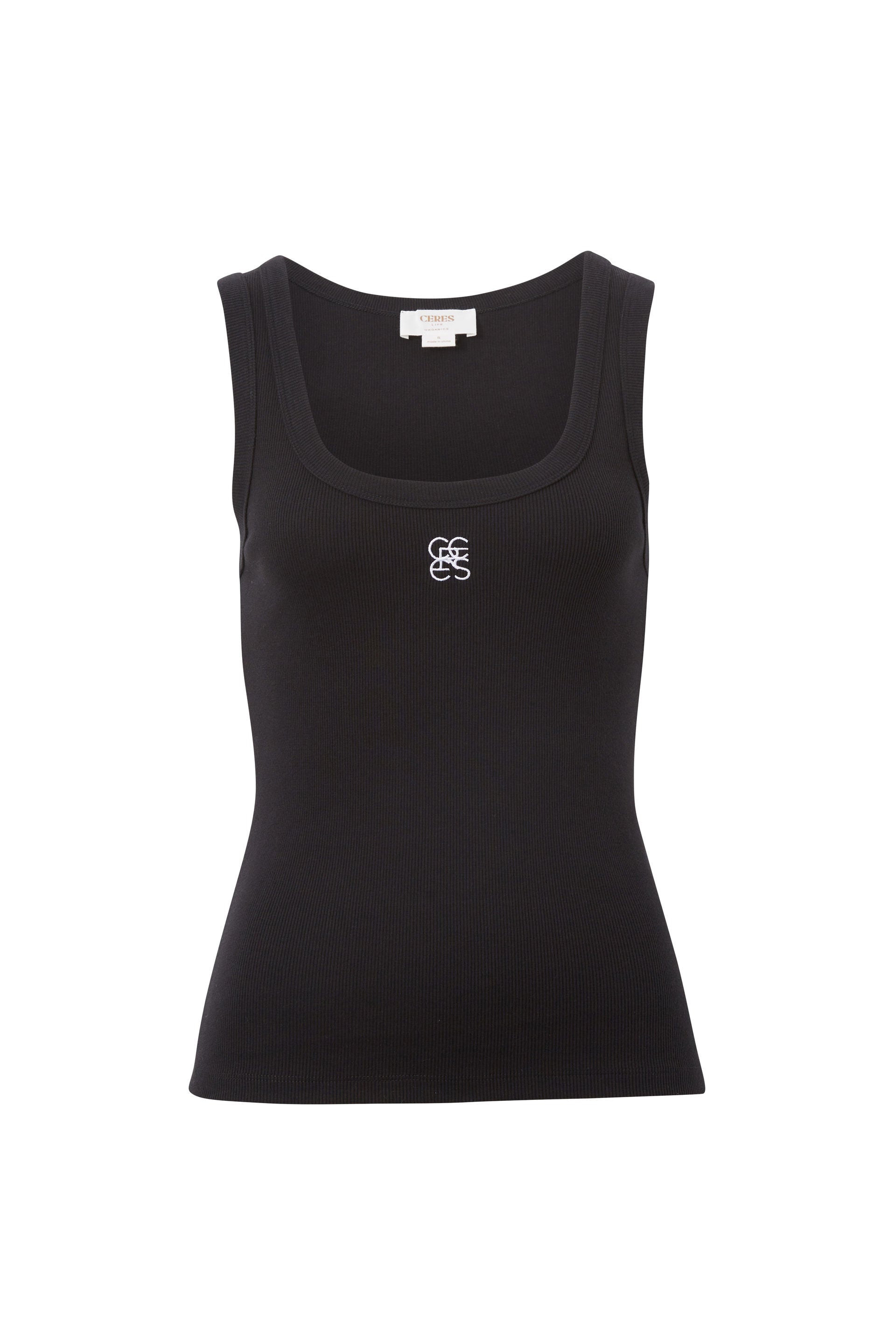 Ceres Life | Contour Rib Scoop Tank - Black