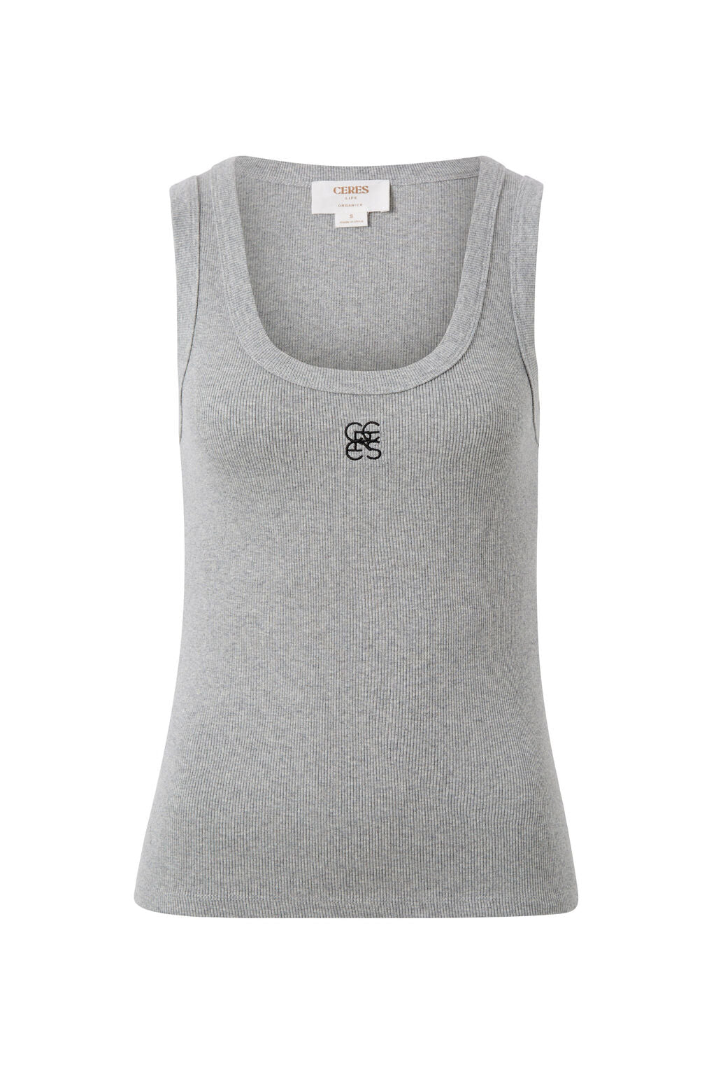 Ceres Life | Contour Rib Scoop Tank - Grey Marle