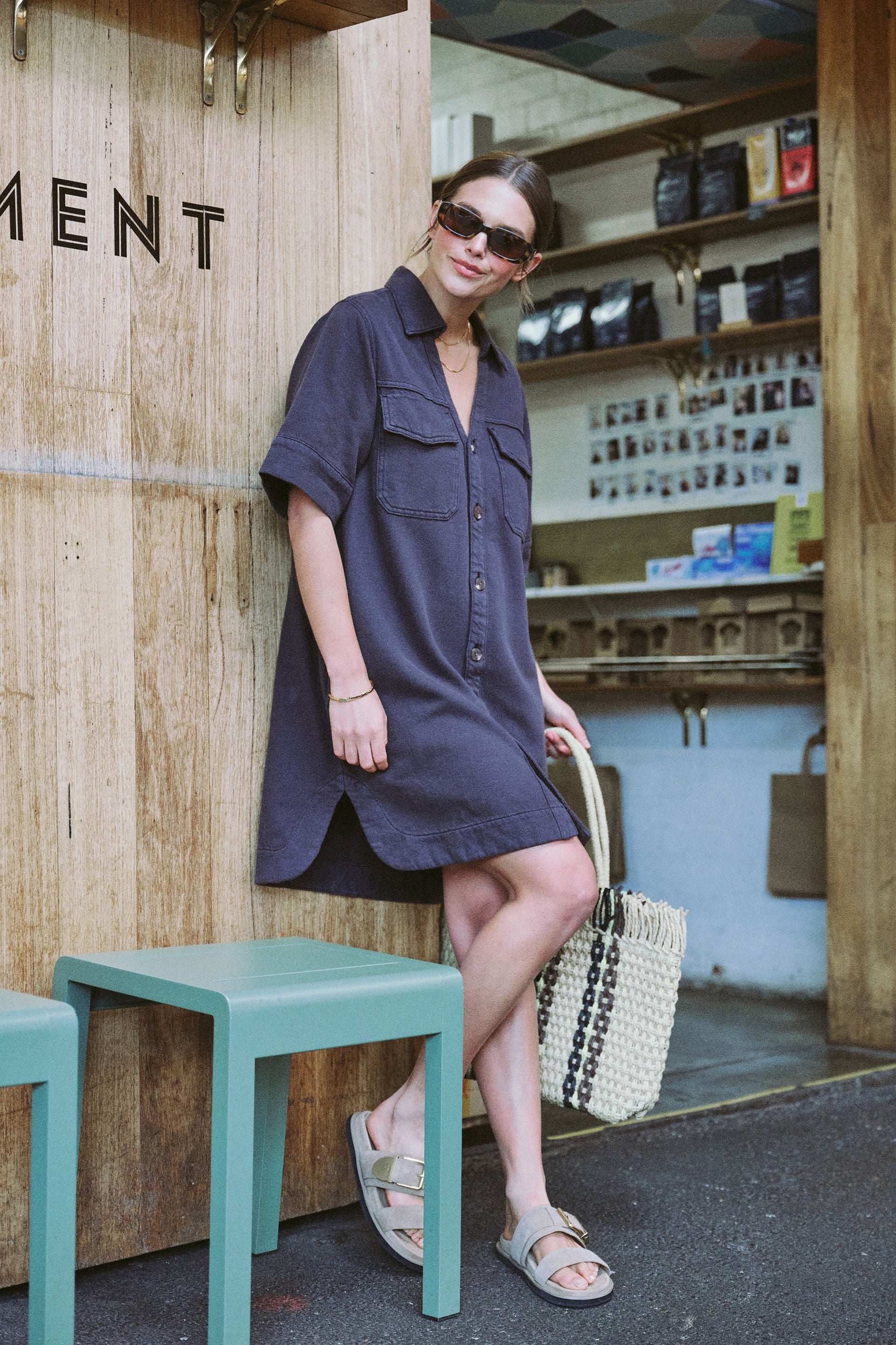 Ceres Life | Relaxed Shirt Dress - Washed Black