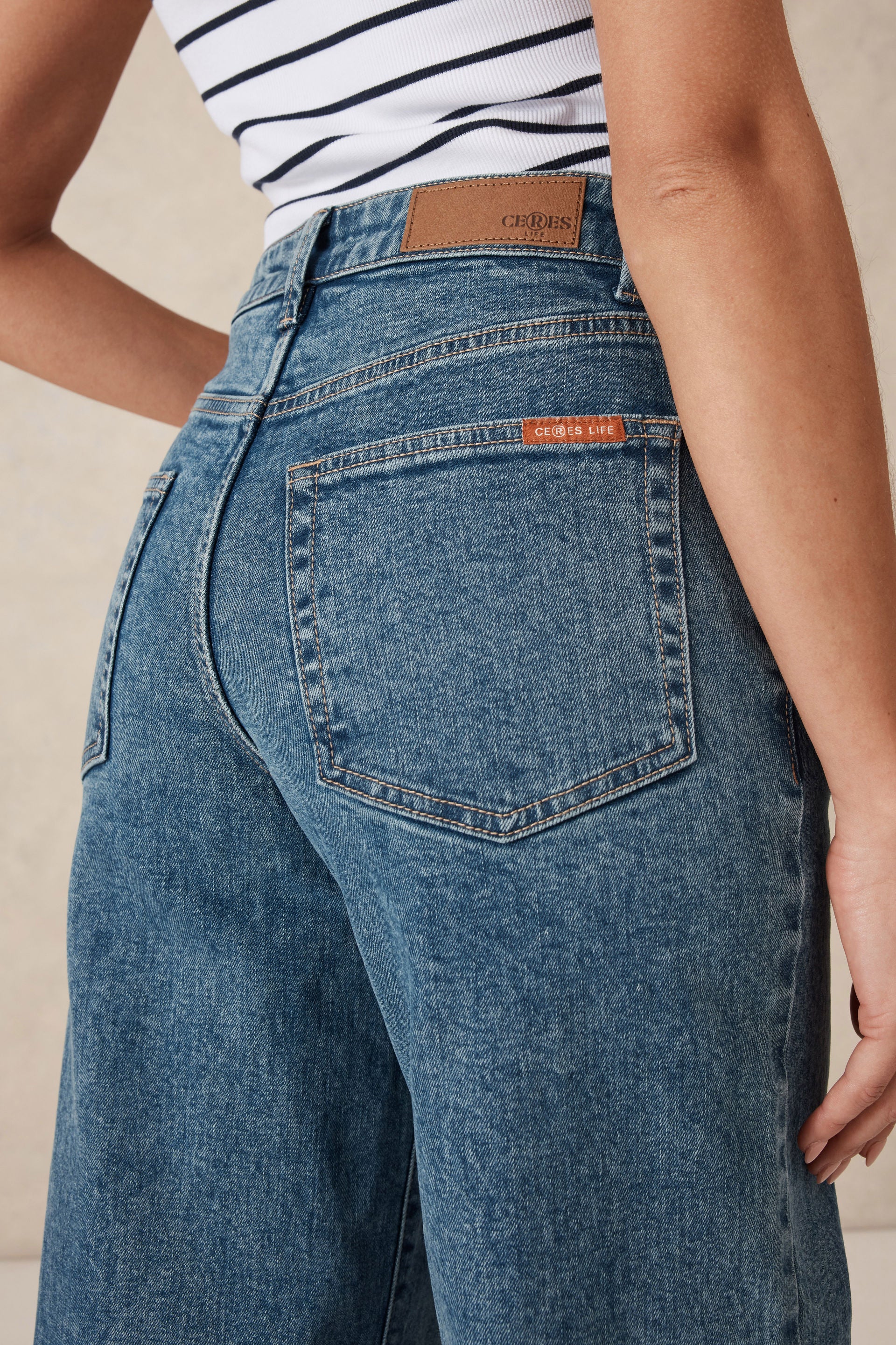 Ceres Life | Core Wide Leg Jean - Fresh Indigo