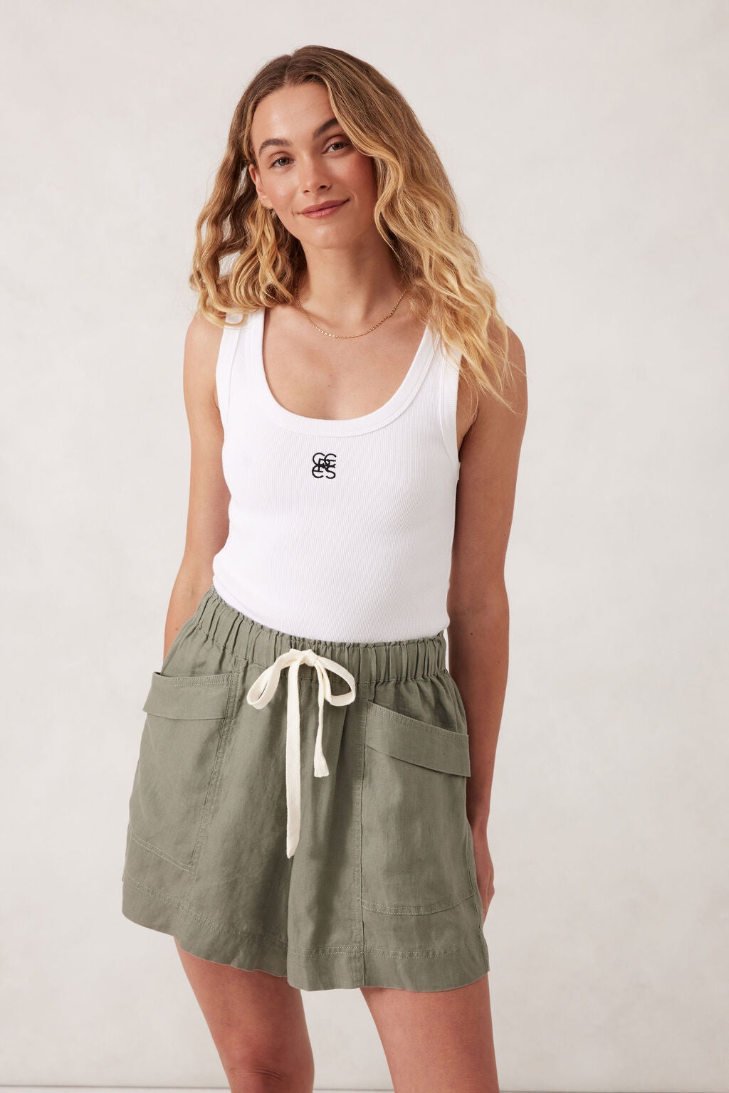 Ceres Life | Panelled Pull On Short - Khaki