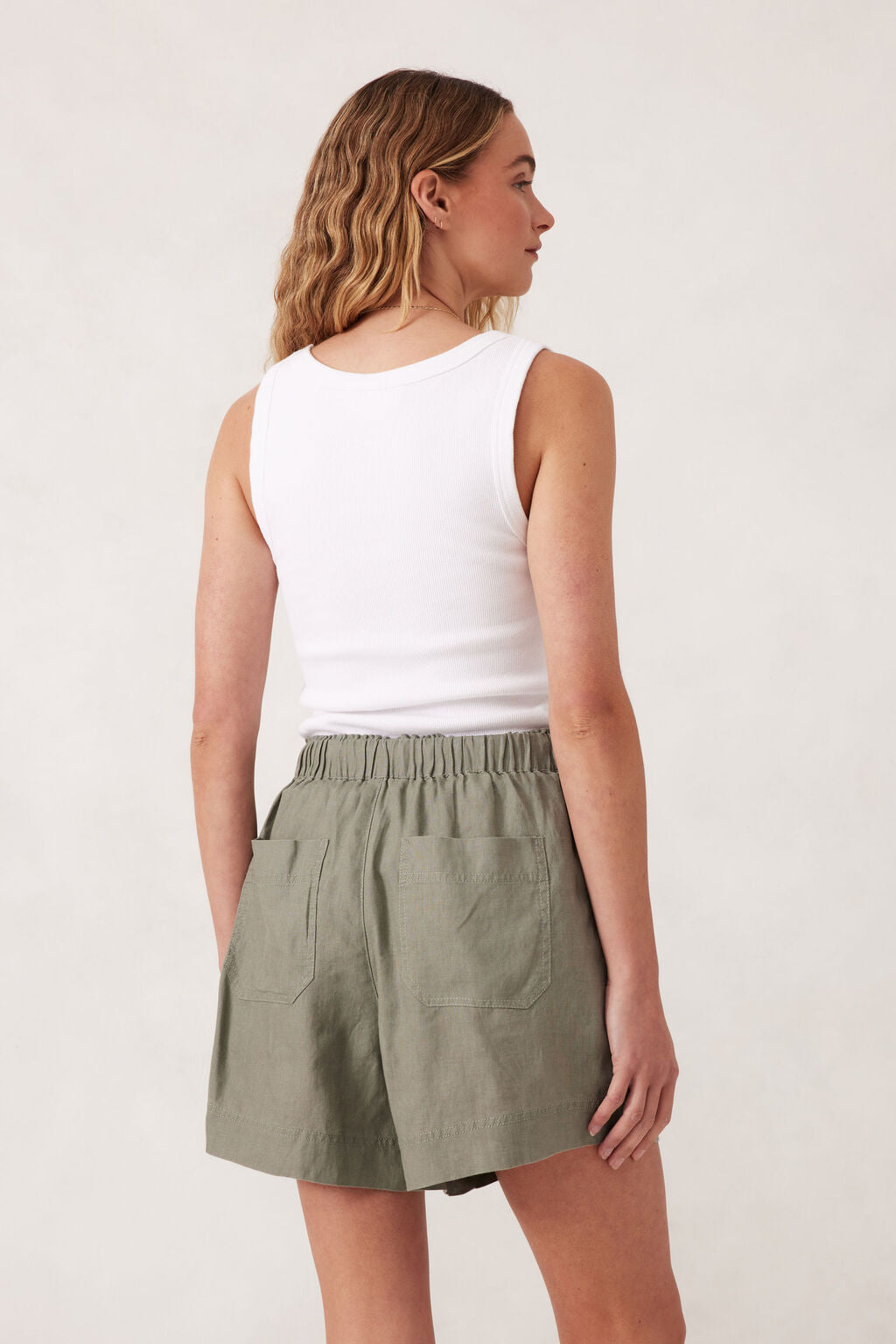 Ceres Life | Panelled Pull On Short - Khaki