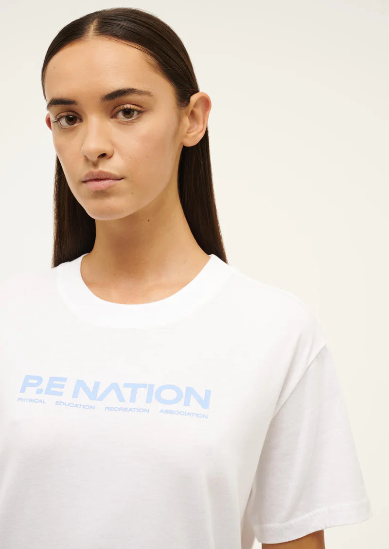 P.E Nation | Aero Short Sleeve Tee - White/Cornflower Blue