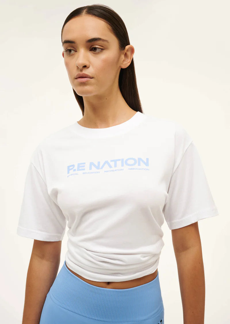 P.E Nation | Aero Short Sleeve Tee - White/Cornflower Blue