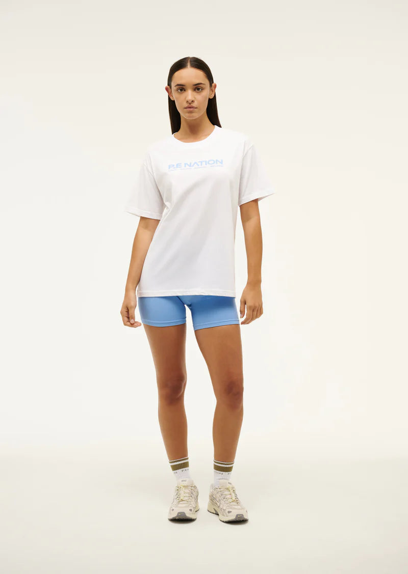 P.E Nation | Aero Short Sleeve Tee - White/Cornflower Blue