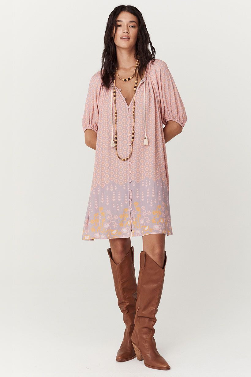 Spell | Sweet Nothings Button Through Tunic Dress - Sugar Plum