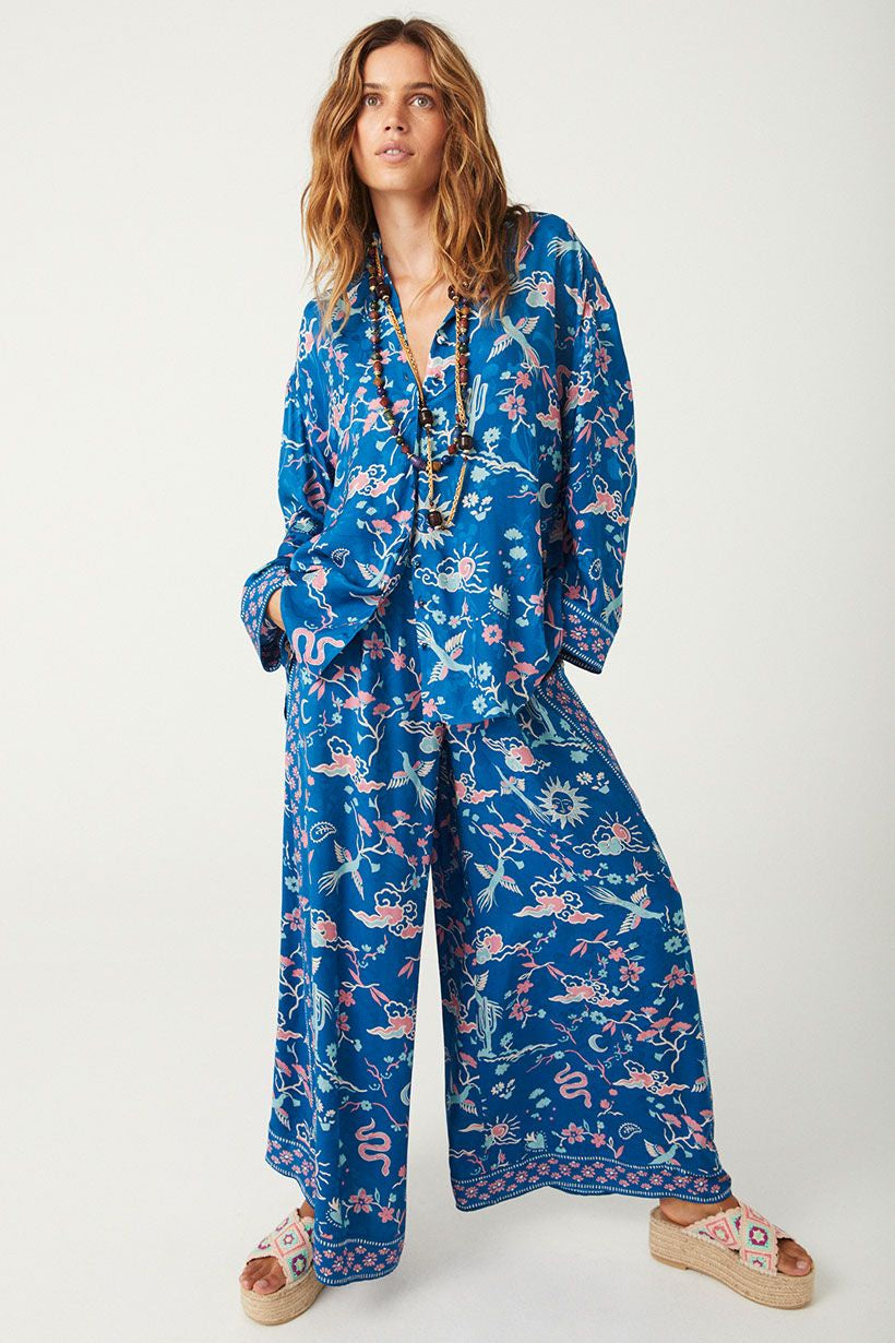 Spell | Desert Bandita Wide Leg Pant - Cobalt