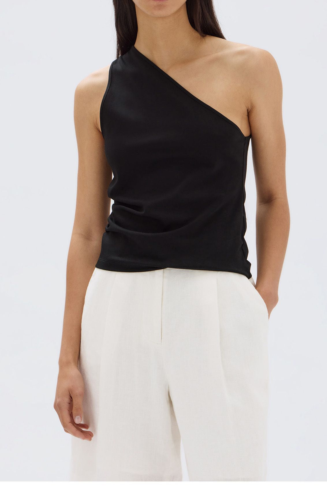 Assembly Label | Orchid Jersey One Shoulder Top - Black