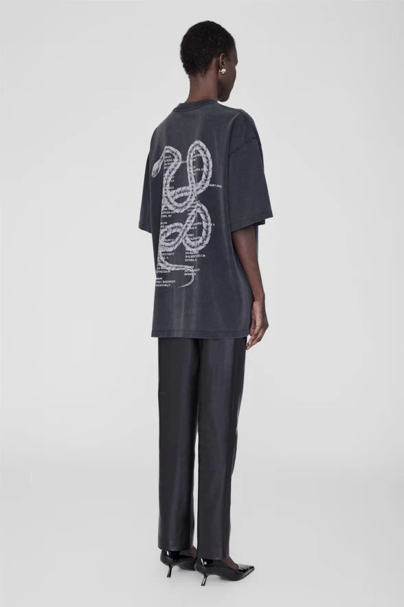 Anine Bing | Kent Tee Twisted Snake - Washed Charcoal