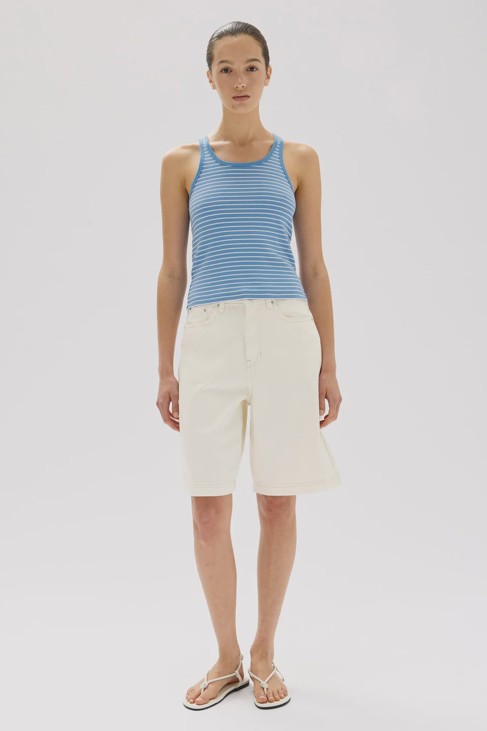 Assembly Label | Drew Stripe Tank - Bahama/White