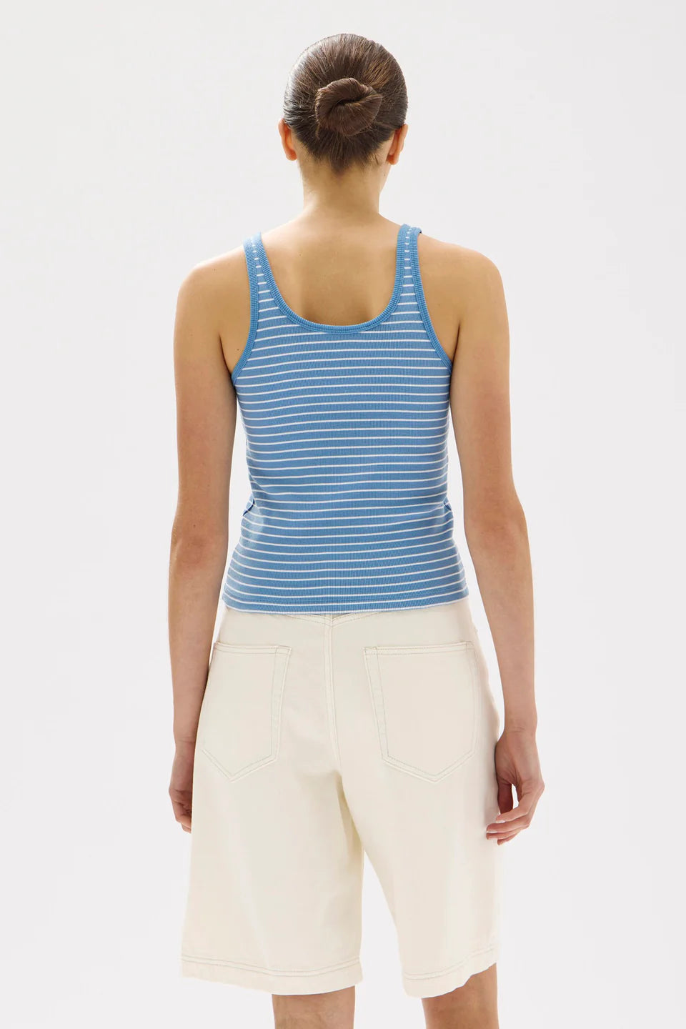 Assembly Label | Drew Stripe Tank - Bahama/White