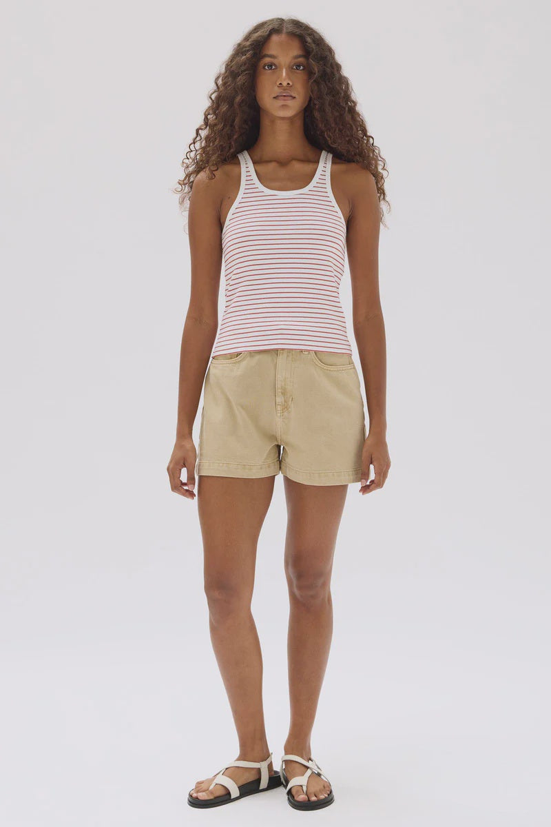 Assembly Label | Drew Stripe Rib Tank - Papaya/White