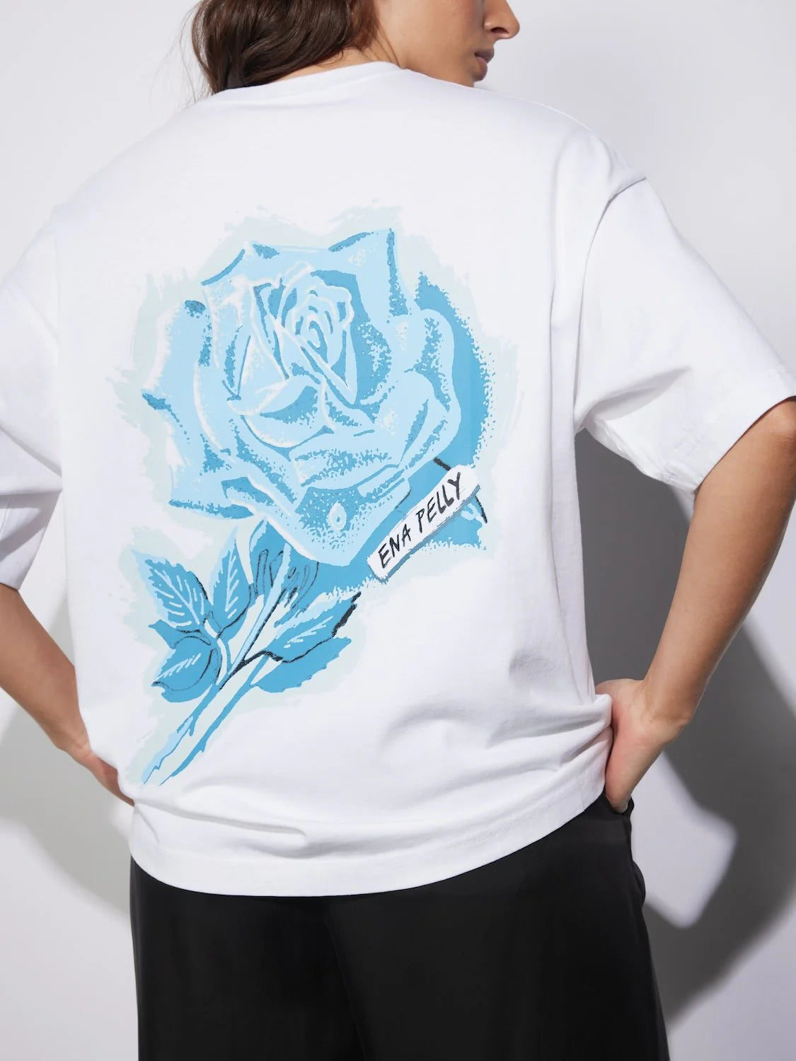 Ena Pelly | Blue Rose Tee - White