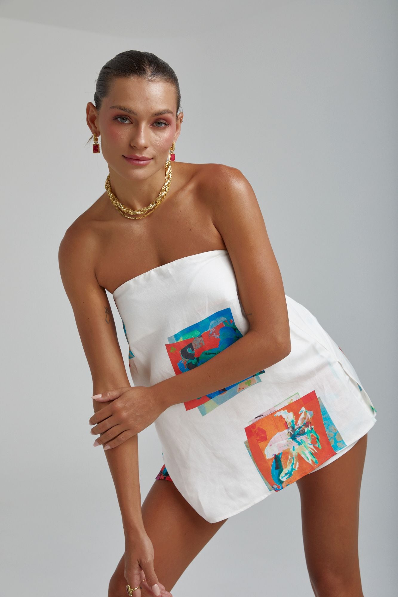 Summi Summi | Strapless Shift Top - Montage White