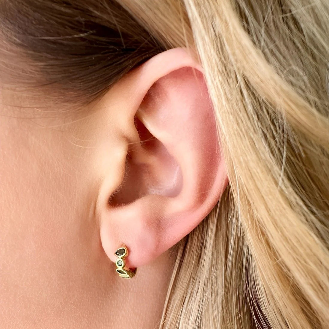 Ever Jewellery | Glory Huggie Earrings - Emerald