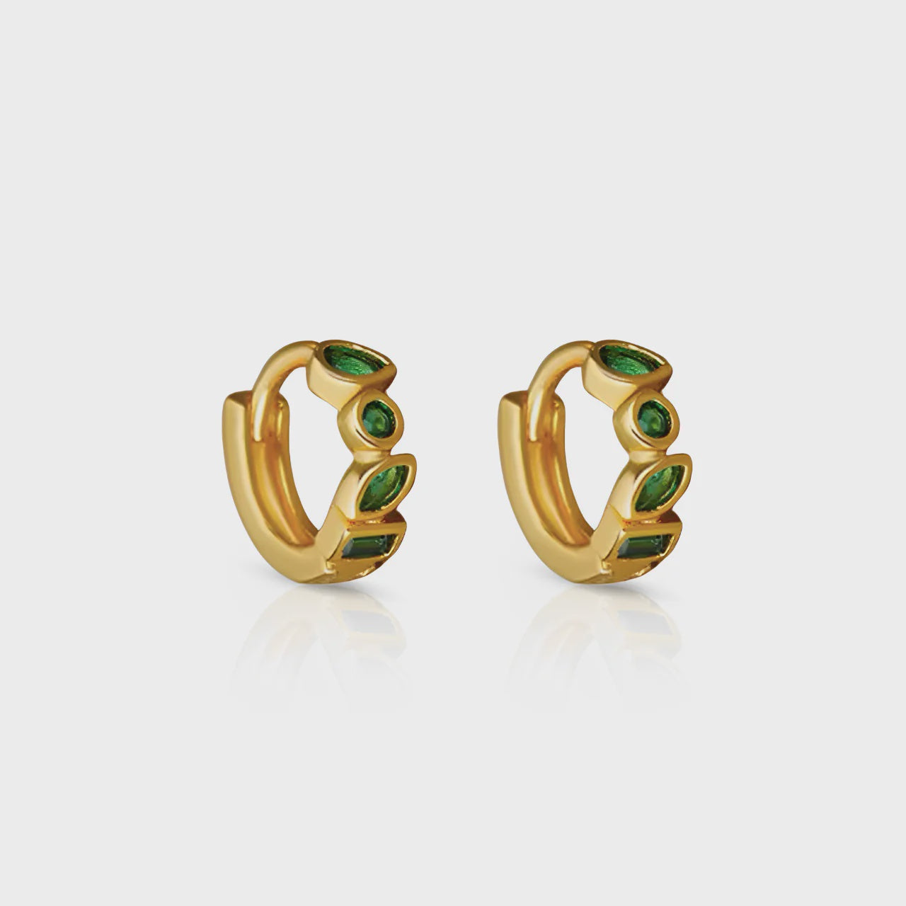 Ever Jewellery | Glory Huggie Earrings - Emerald