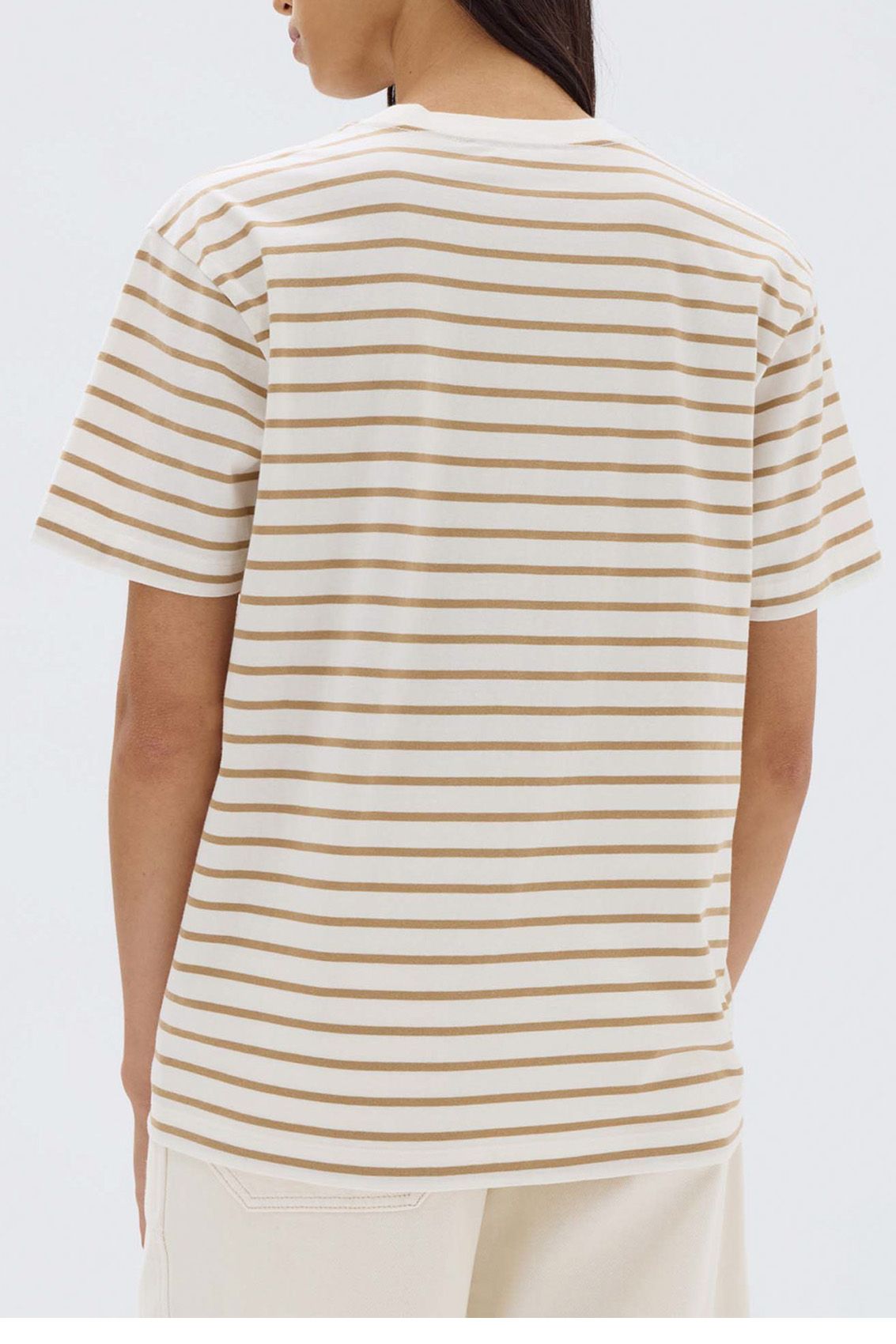 Assembly Label | Port Stripe Short Sleeve Tee - White/Tan