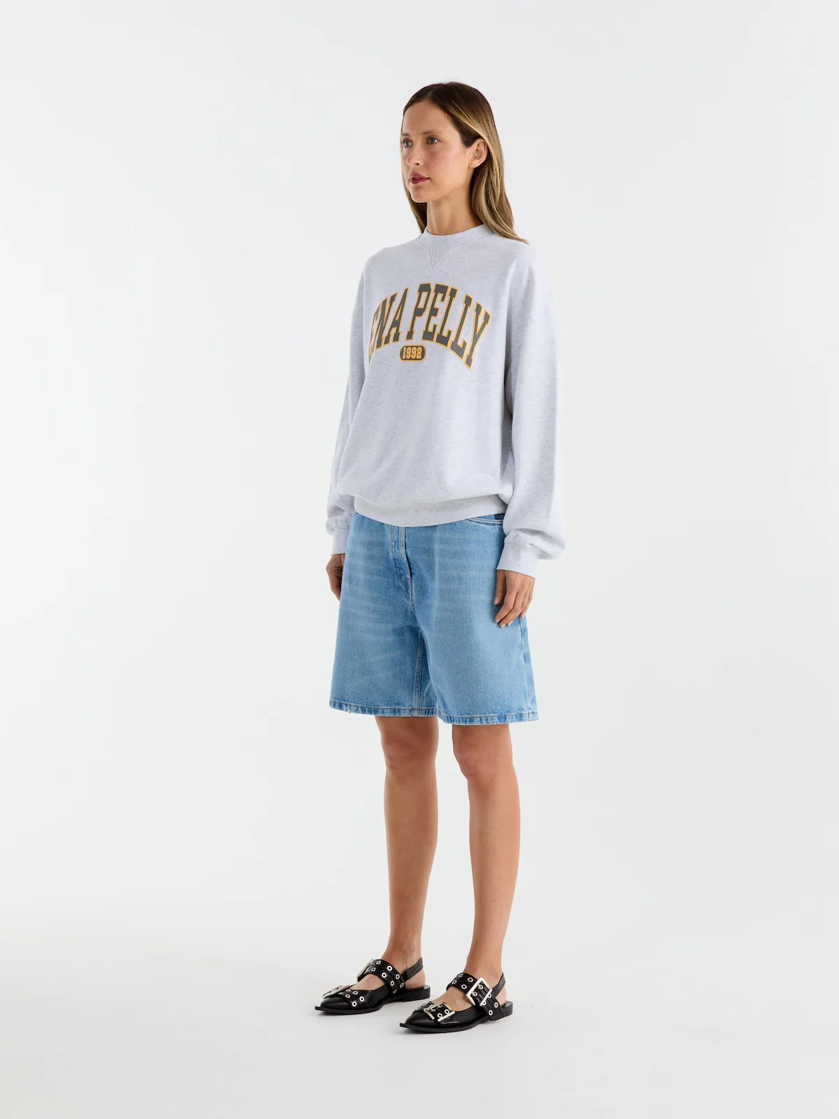 Ena Pelly | Collegiate Sweatshirt - White Marle