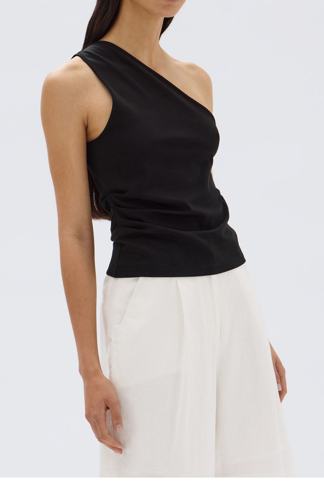 Assembly Label | Orchid Jersey One Shoulder Top - Black