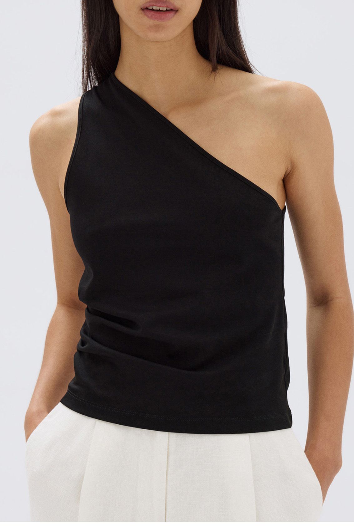 Assembly Label | Orchid Jersey One Shoulder Top - Black