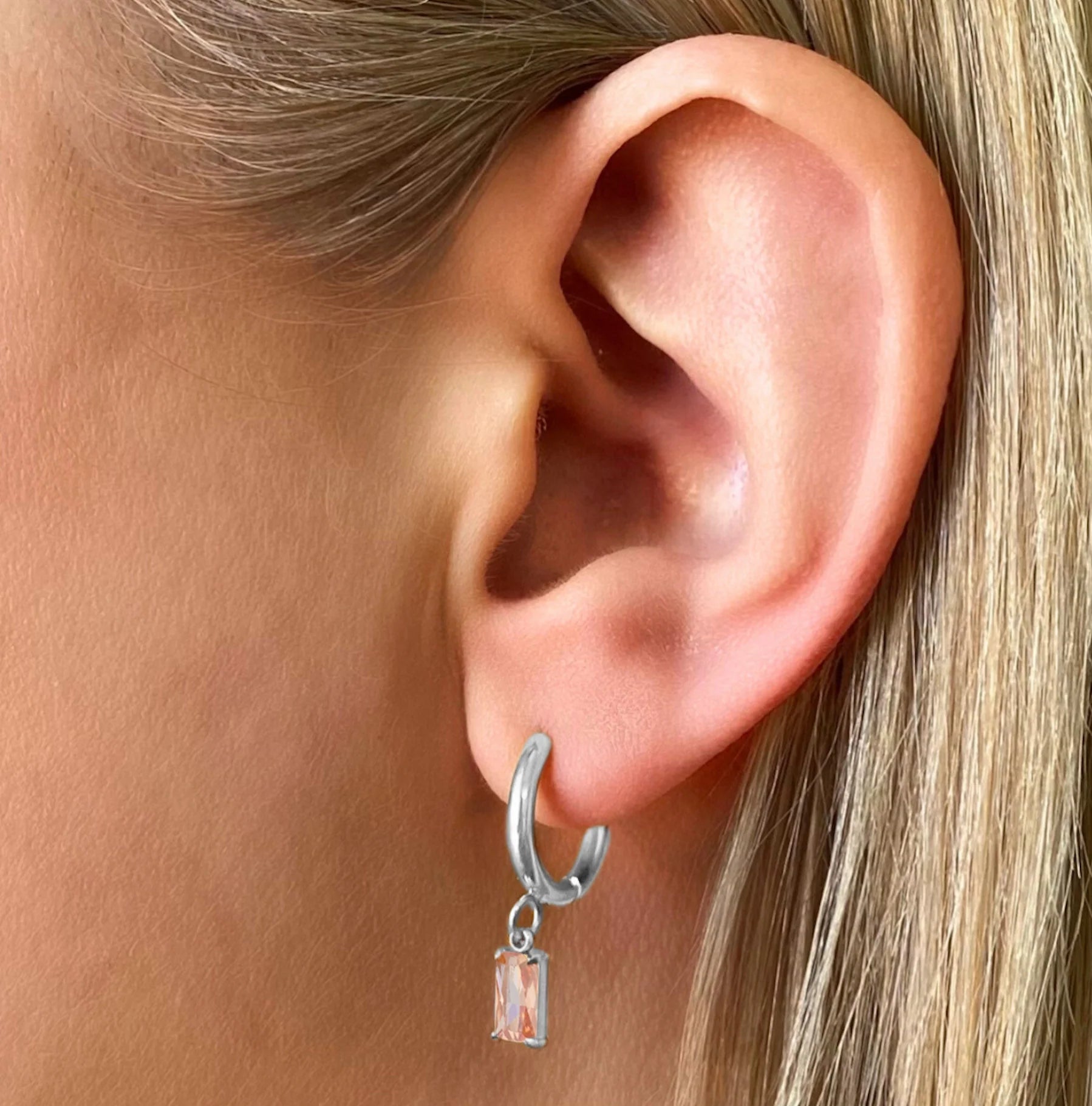 Ever Jewellery | Luxe Silver Drop Earrings - Peach