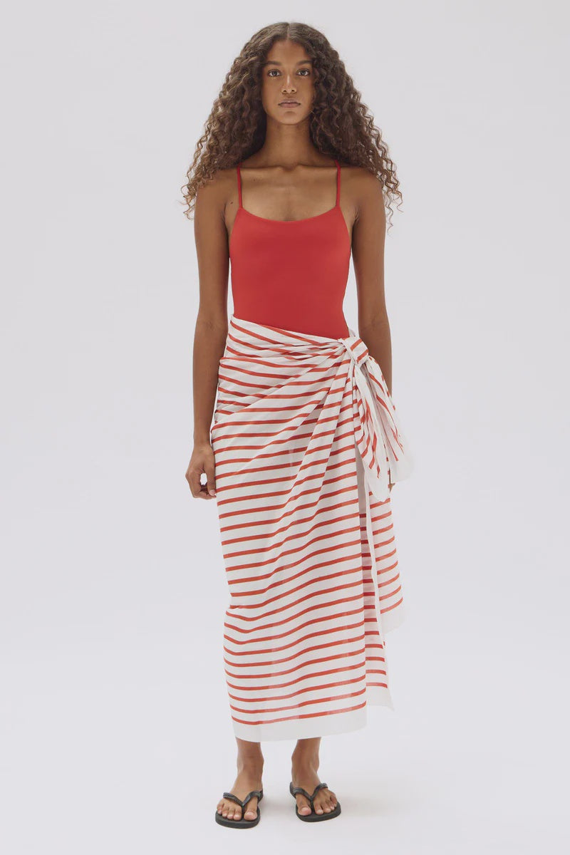 Assembly Label | Stripe Cotton Sarong -Papaya