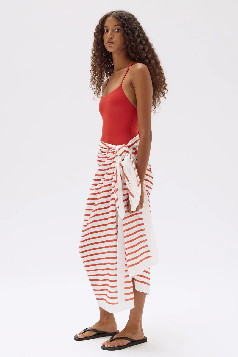 Assembly Label | Stripe Cotton Sarong -Papaya