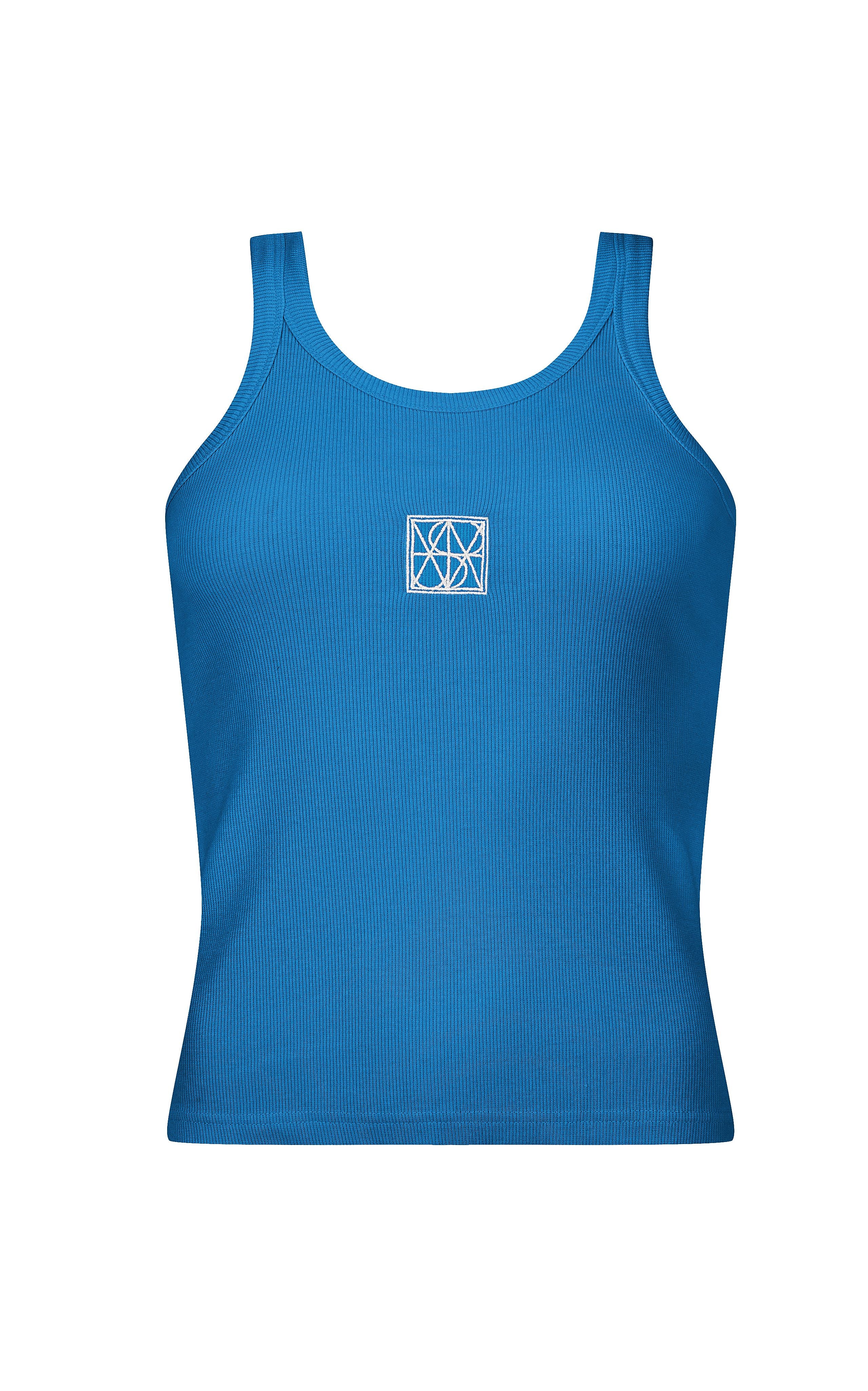 Araminta James | Monogram Tank - Deep Sea Blue