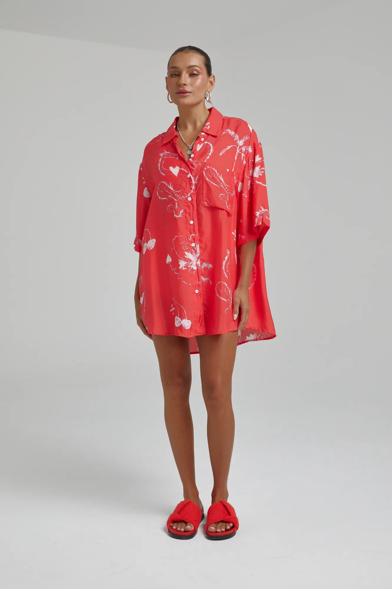 Summi Summi | Cupro Big Shirt - Red Dragon of Hearts