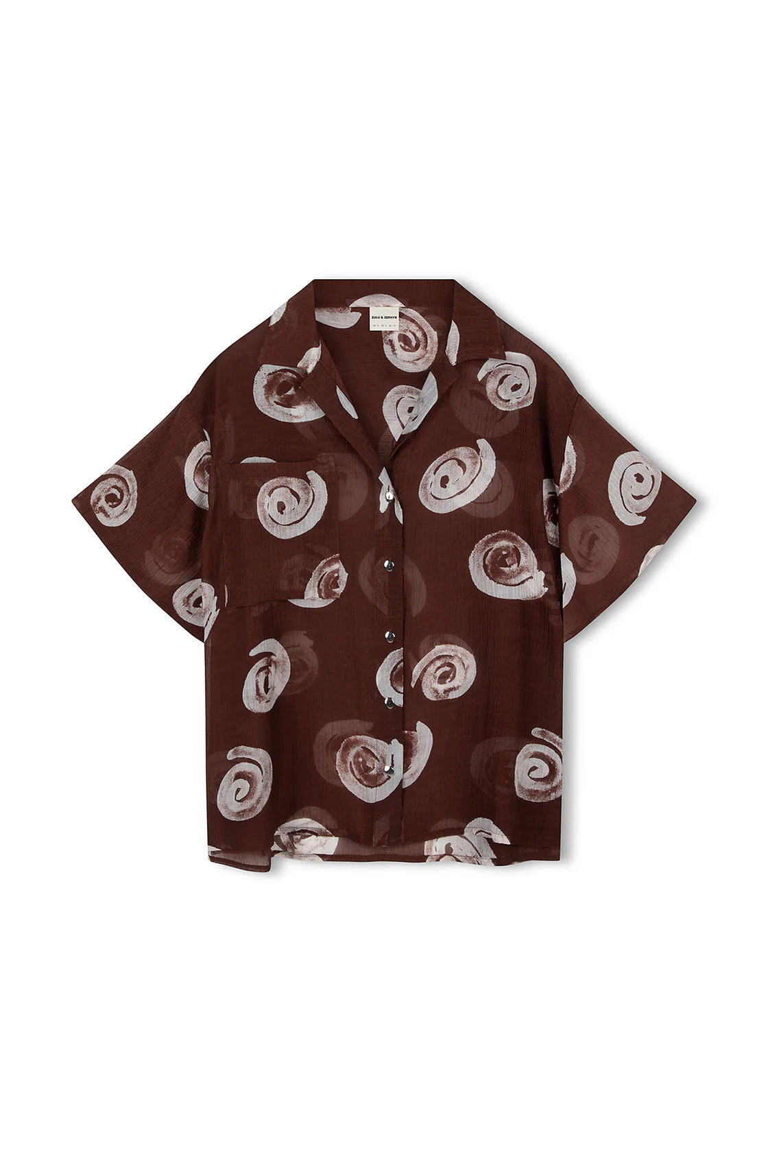 Zulu & Zephyr | Sheer Textured Shirt - Cocoa Swirl