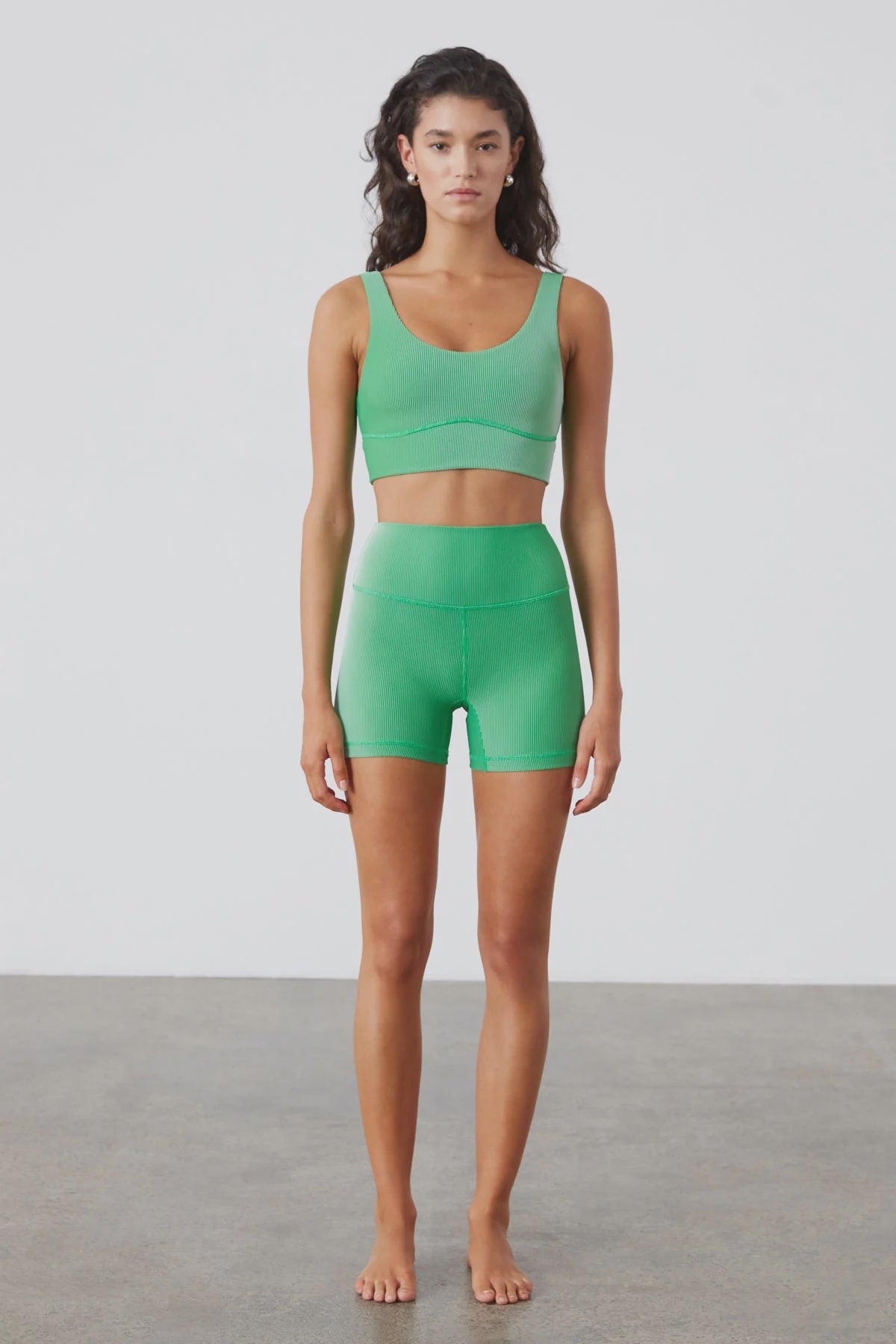 Zulu & Zephyr | Stripe Rib Crop - Parrot Green