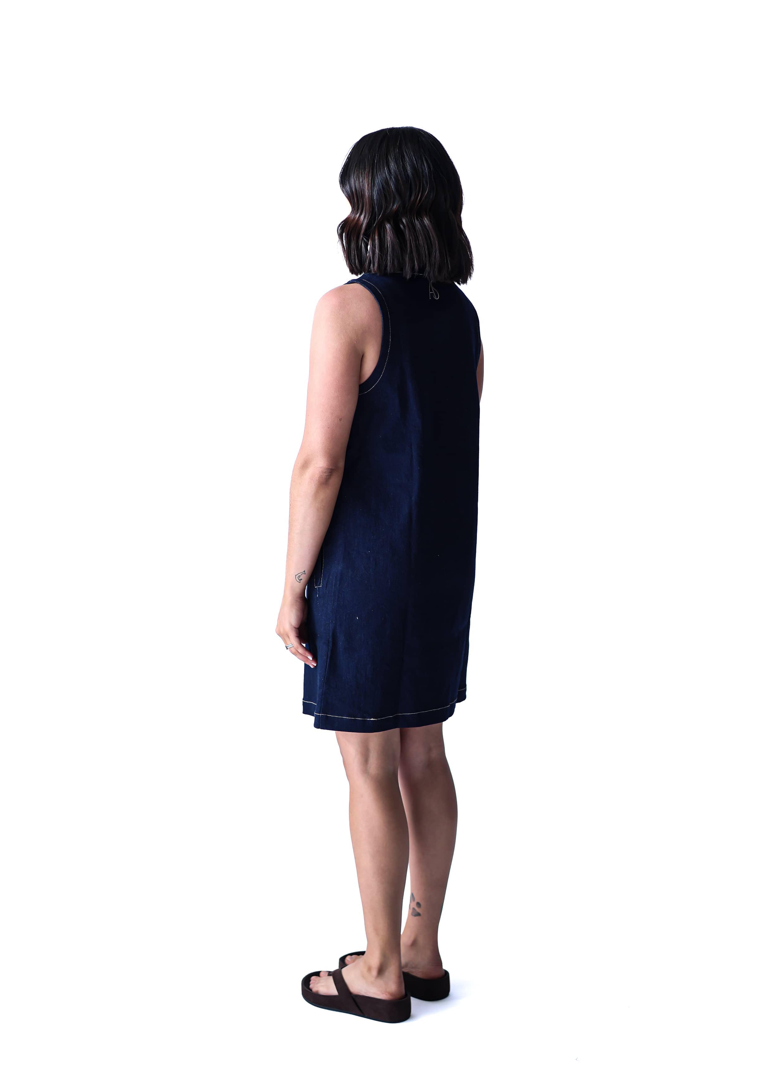 A.Studio Dresses - Casual Sol Sleeveless Denim Dress - Deep Indigo