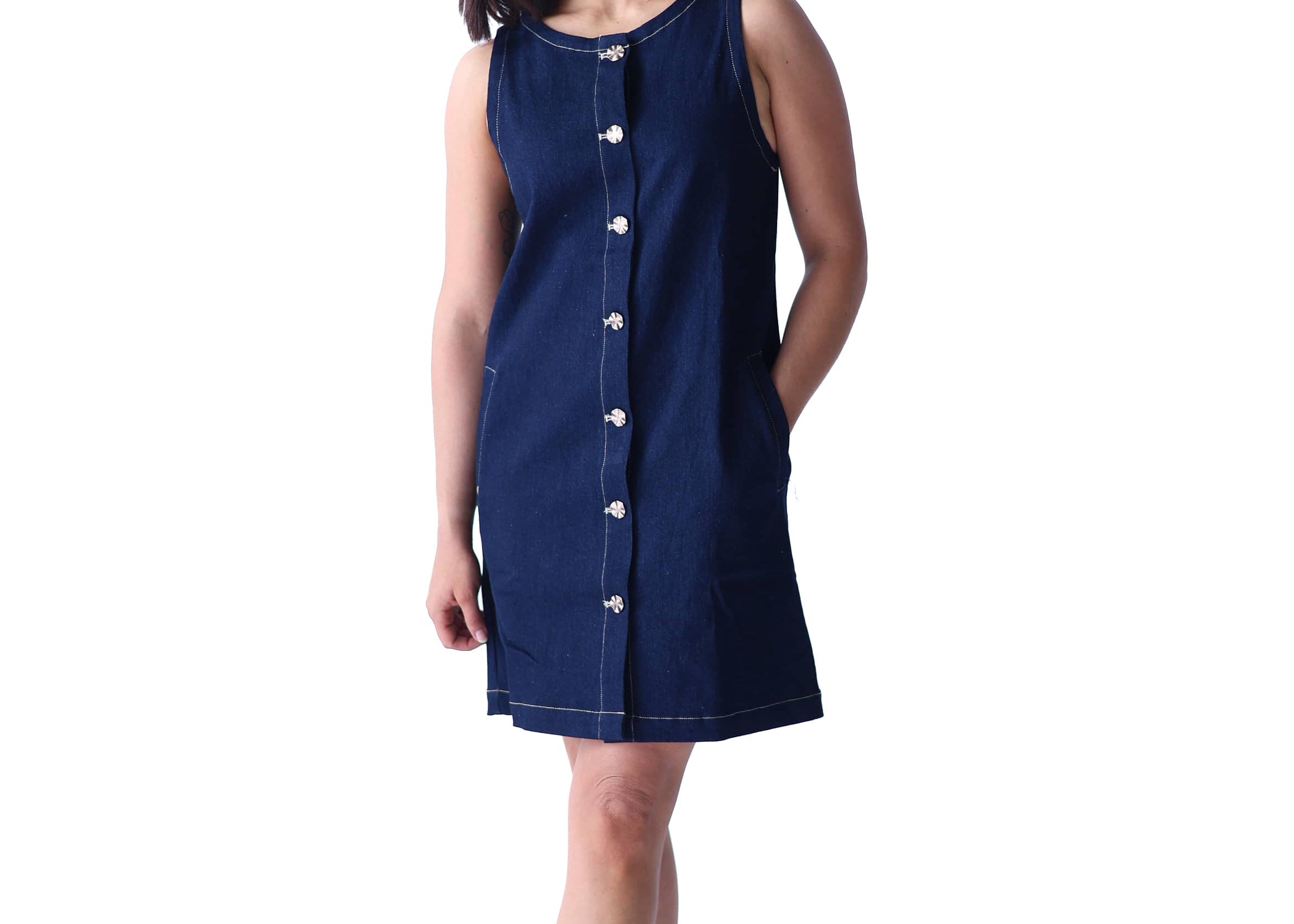 A.Studio Dresses - Casual Sol Sleeveless Denim Dress - Deep Indigo