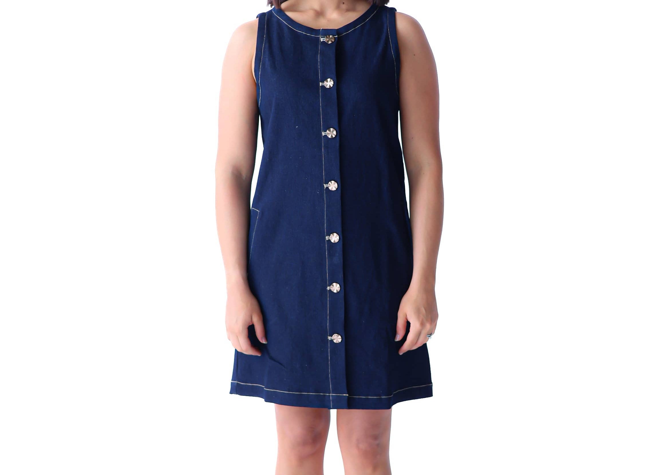 A.Studio Dresses - Casual Sol Sleeveless Denim Dress - Deep Indigo