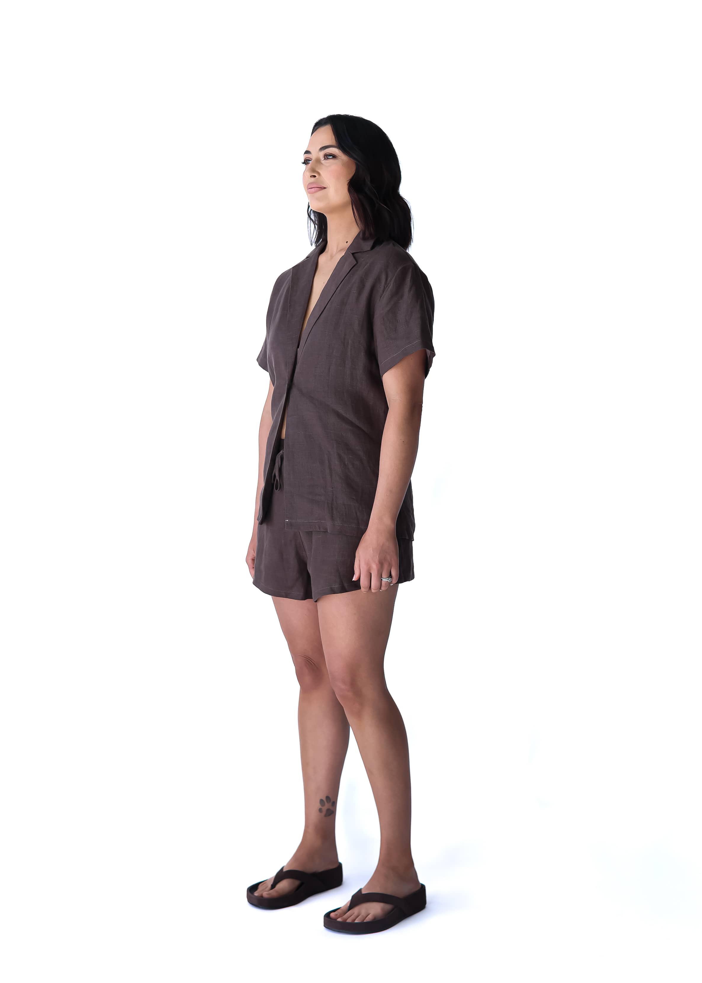 A.Studio Shirts - Linen Reed Linen Shirt - Chocolate