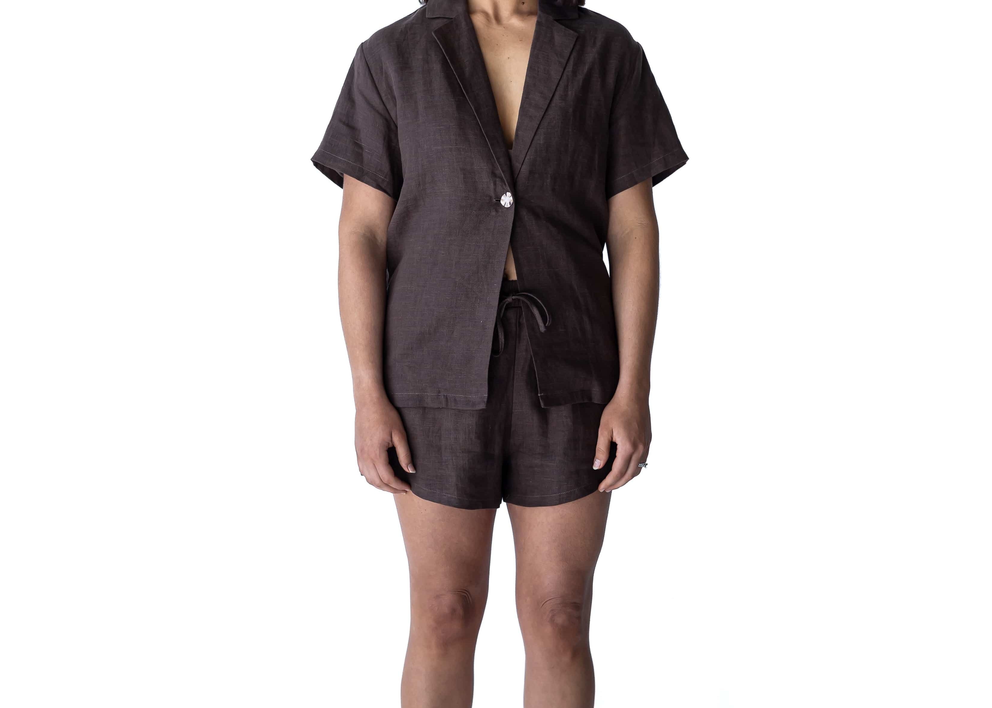 A.Studio Shirts - Linen Reed Linen Shirt - Chocolate
