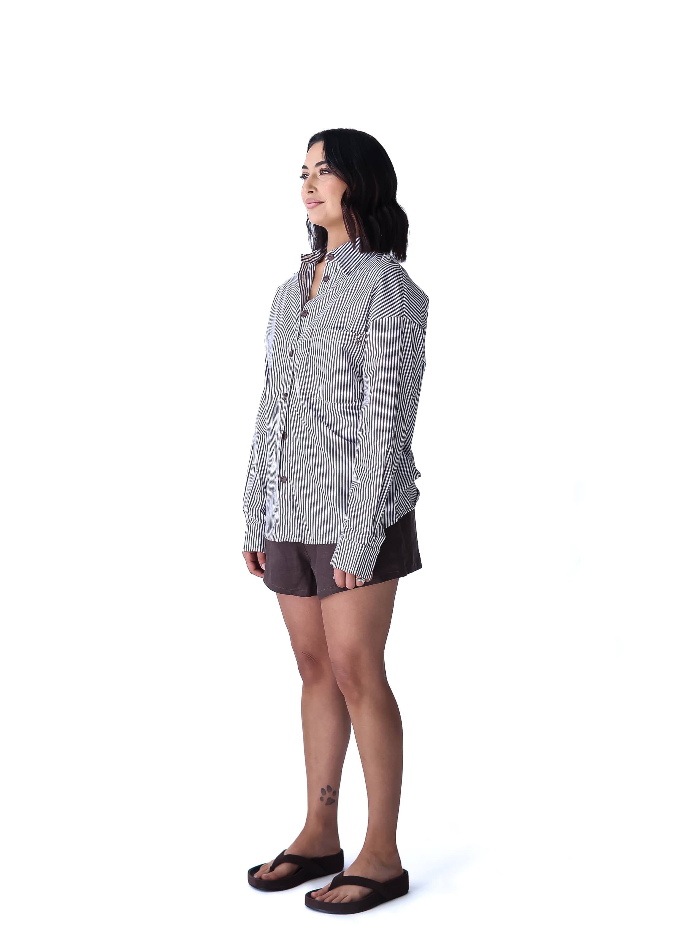 A.Studio Shirts - Tailored Bay Stripe Shirt - Choc Stripe