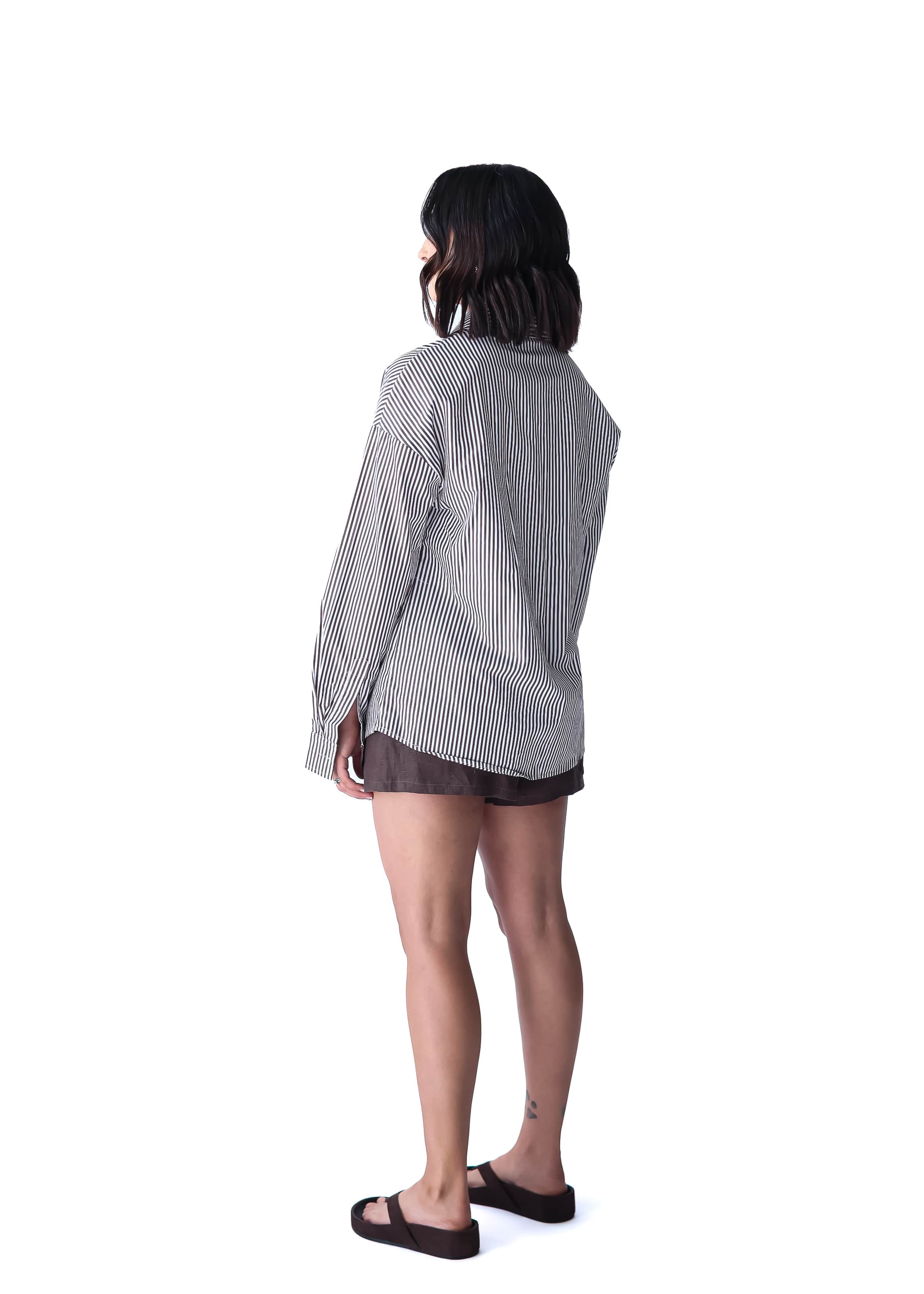 A.Studio Shirts - Tailored Bay Stripe Shirt - Choc Stripe