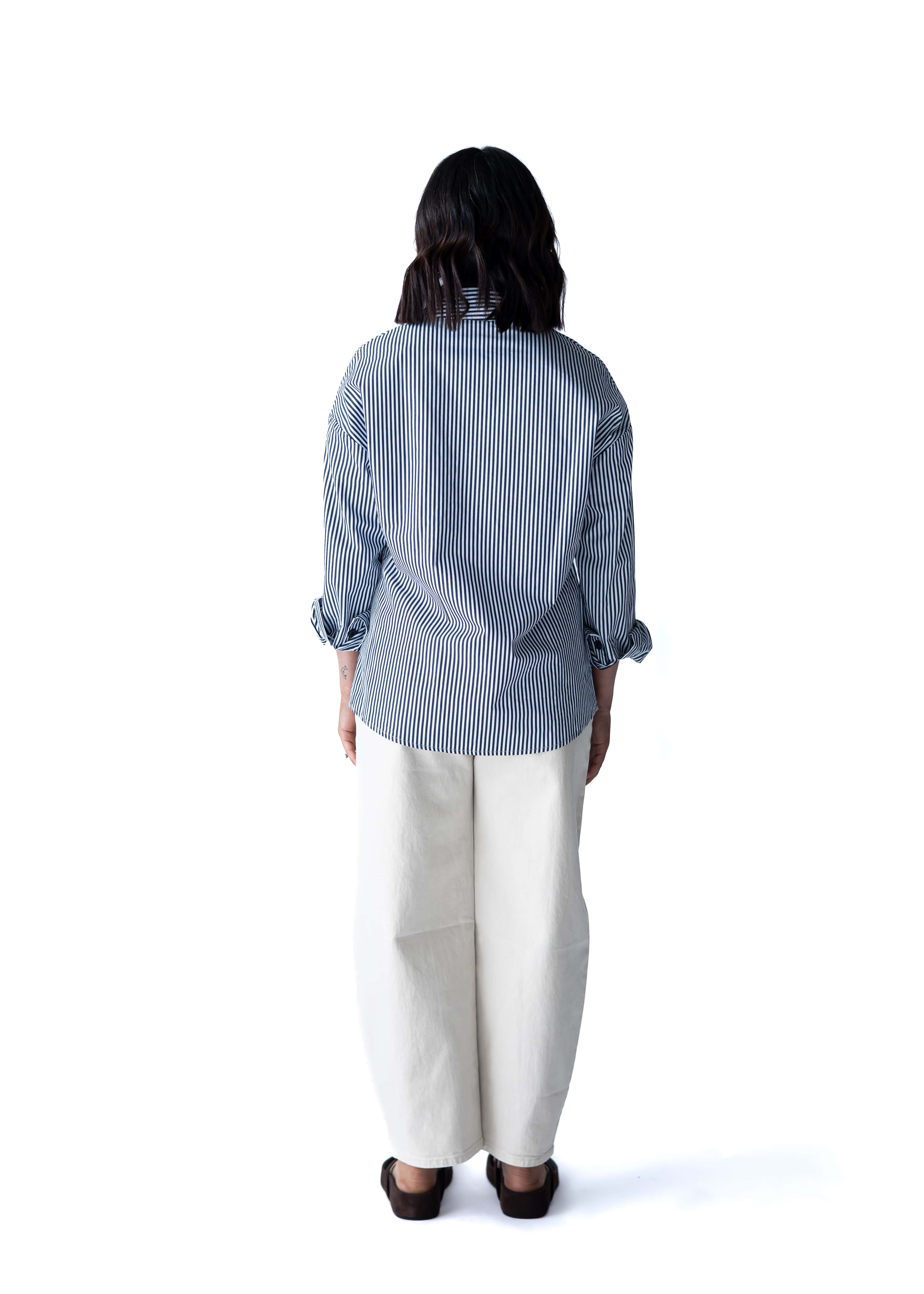 A.Studio Shirts - Tailored Bay Stripe Shirt - Navy Stripe