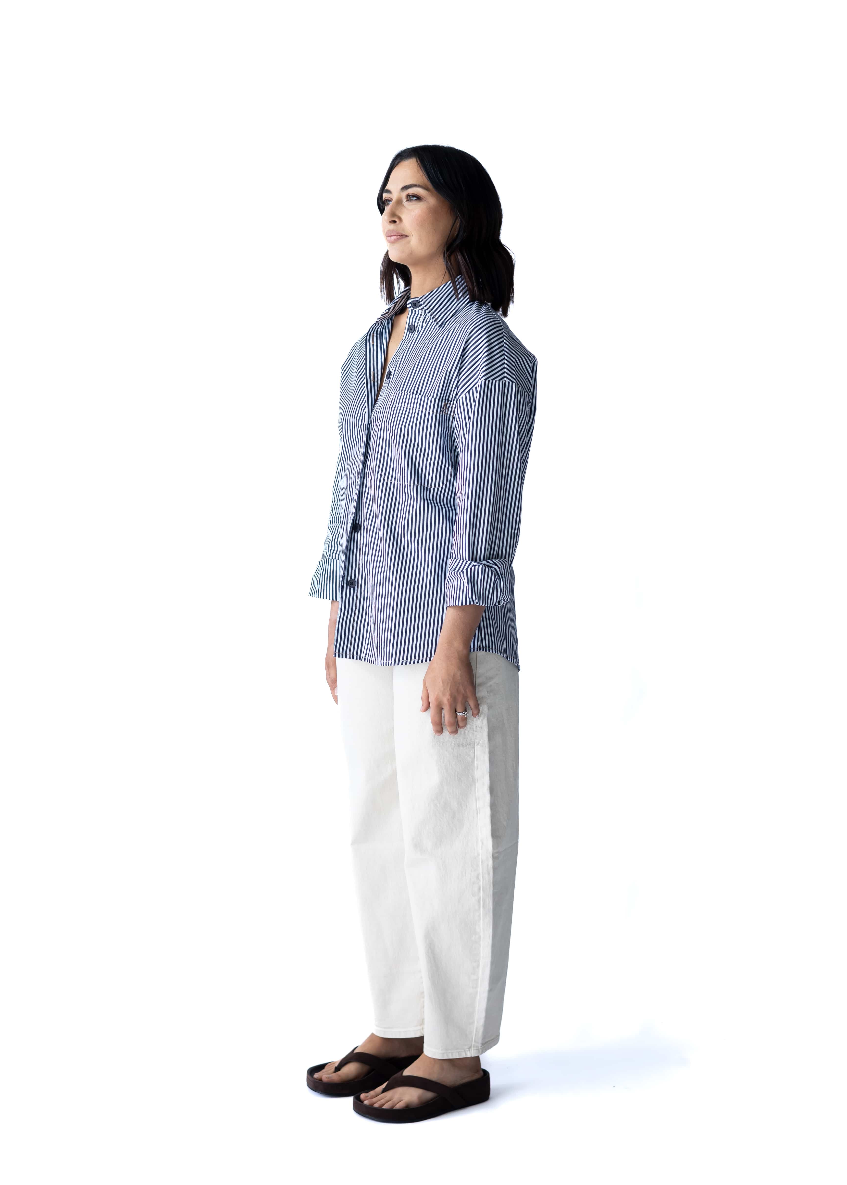 A.Studio Shirts - Tailored Bay Stripe Shirt - Navy Stripe
