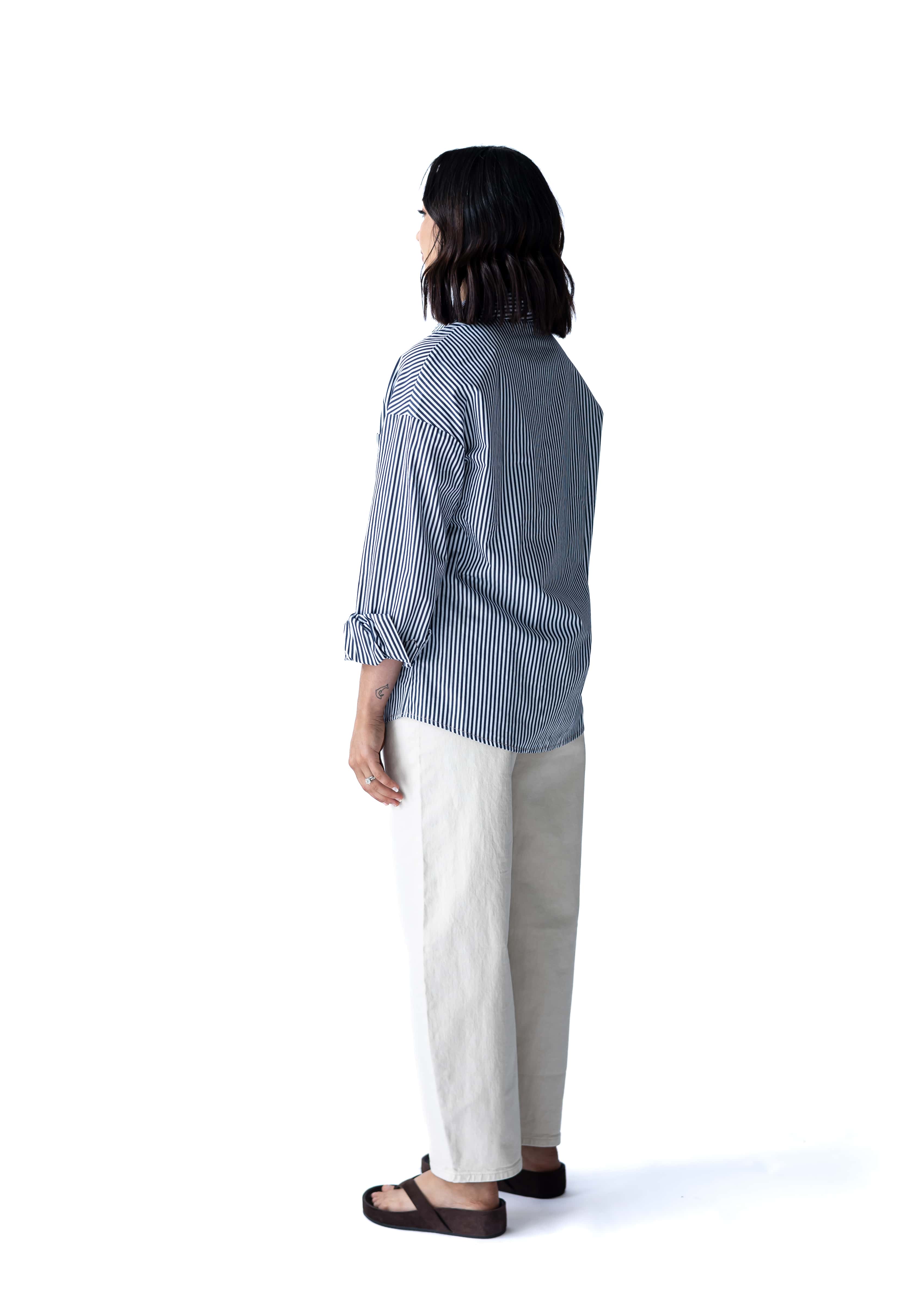 A.Studio Shirts - Tailored Bay Stripe Shirt - Navy Stripe