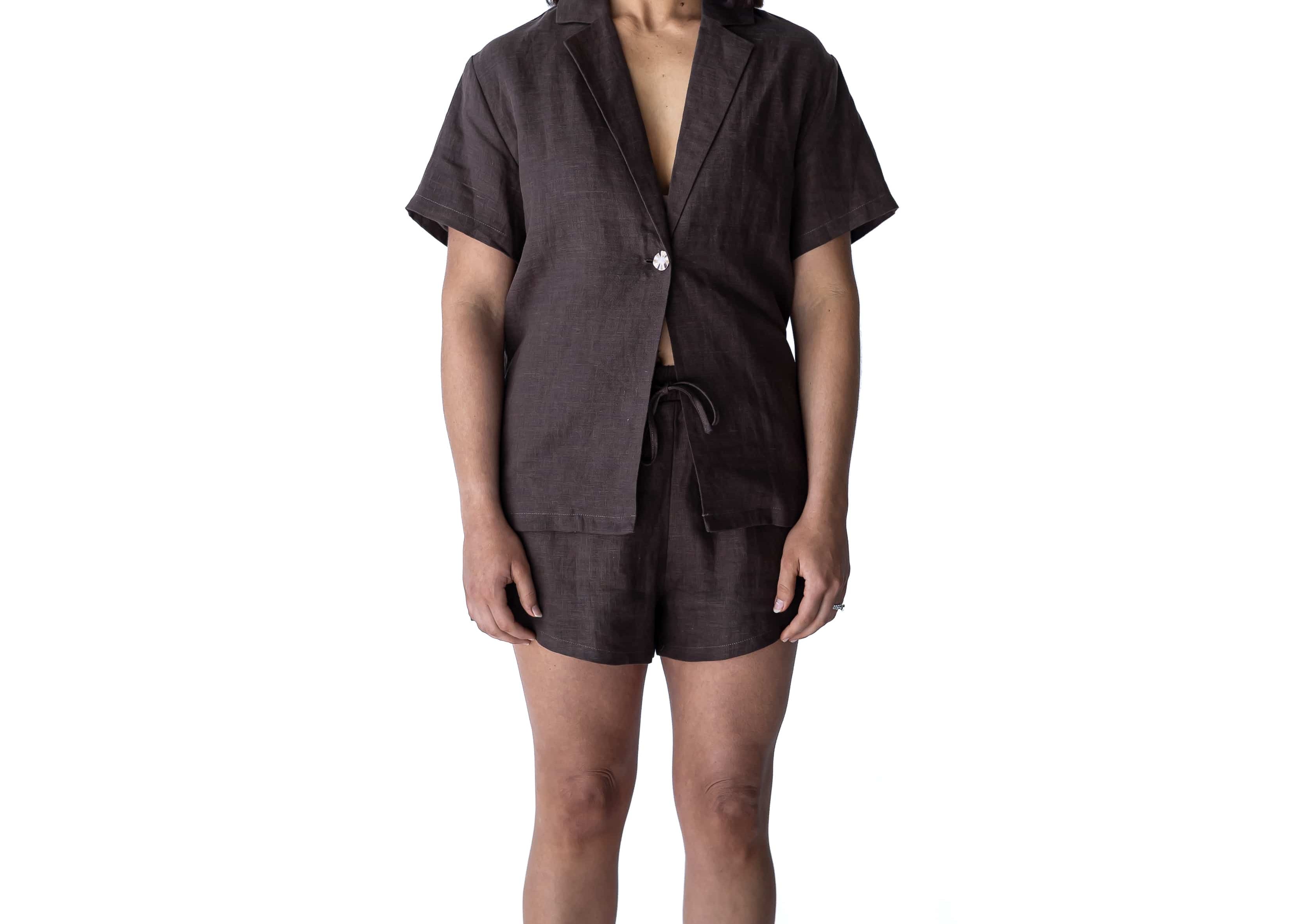 A.Studio Shorts - Casual Reed Linen Shorts - Chocolate