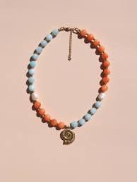 Alesi Jewellery Necklaces Pearl Spiral Shell Beaded Necklace - 18K Gold