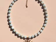 Alesi Jewellery Necklaces Spiral Sun Beaded Gemstone Necklace - Blue