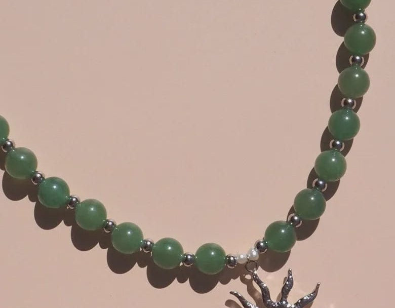 Alesi Jewellery Necklaces Spiral Sun Necklace - Green /Silver