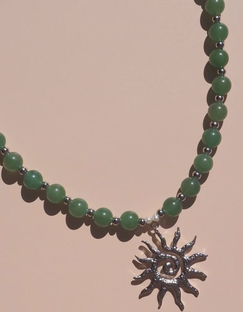 Alesi Jewellery Necklaces Spiral Sun Necklace - Green /Silver