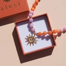 Alesi Jewellery Necklaces Spiral Sun Necklace - Pink Orange 18k Gold