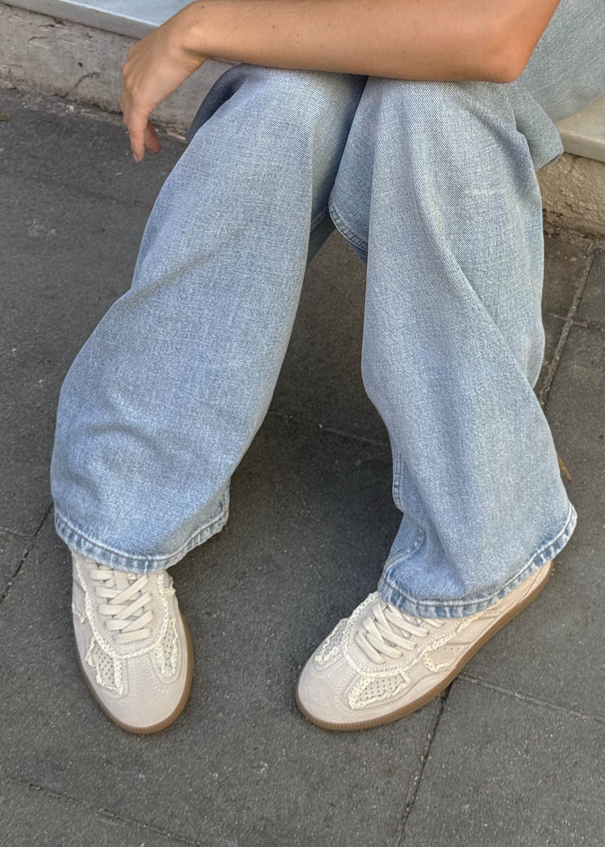 Alohas Sneakers Crochet Cream Leather Sneakers