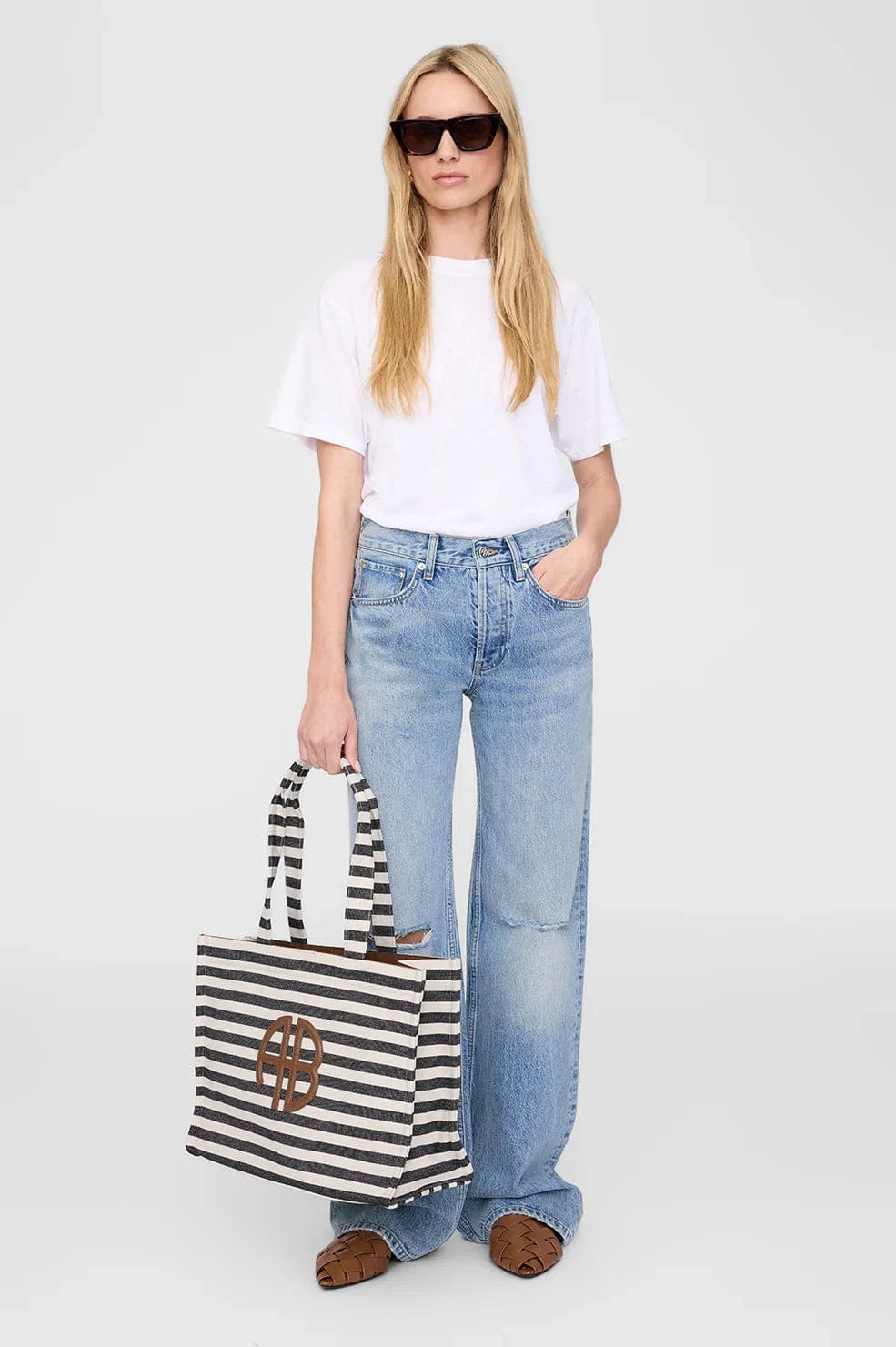 Anine Bing Bags Anine Bing | Lara Tote - Black/Natural Stripe